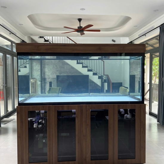 Hồ view 4 mặt Siêu Trong kết hợp tủ gỗ & tủ điện thông minh